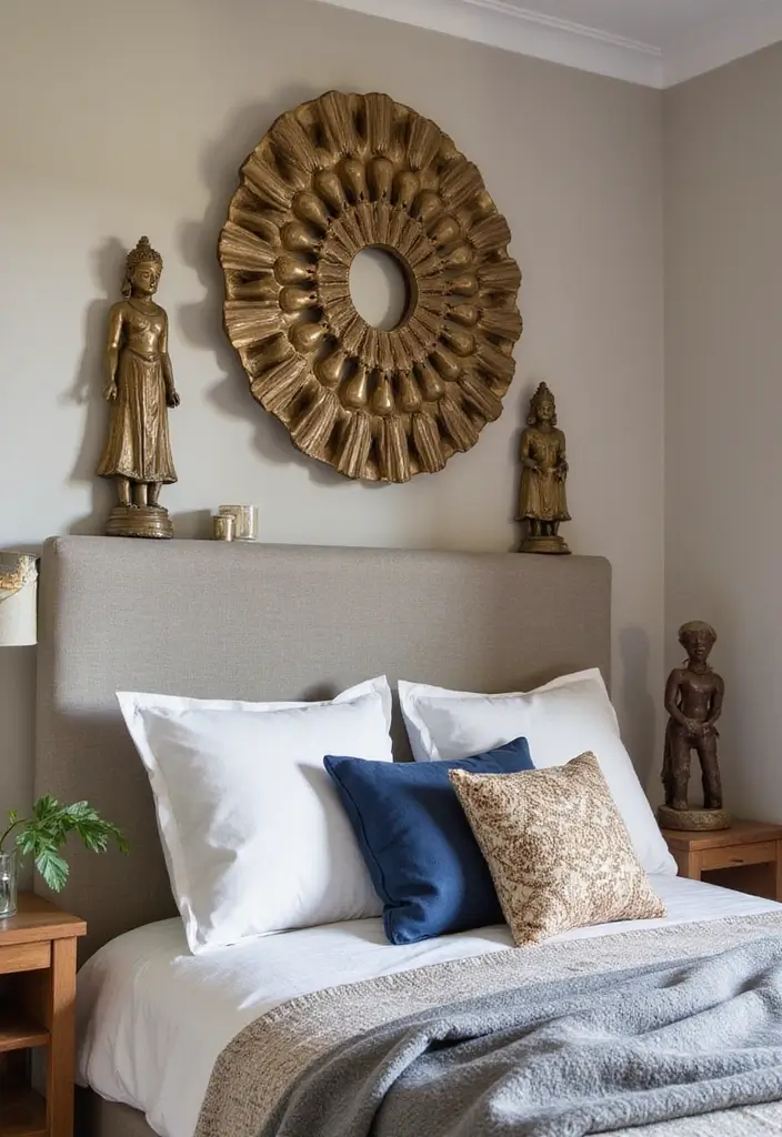 30 Bedroom Ideas Indian Style That Blend Culture & Comfort - 8. Cultural Statement Pieces