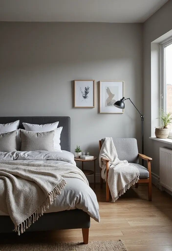 30 Bedroom Ideas with Grey Bed That Look Chic and Balanced - 27. Grey Bed with a Reading Nook