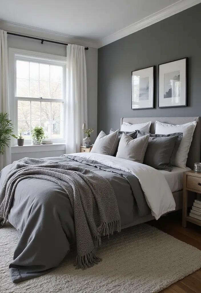30 Bedroom Ideas with Grey Bed That Look Chic and Balanced - 5. Layered Grey Textures