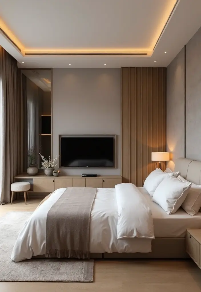 30 Bedroom Ideas with TV That Balance Relaxation & Design - 11. Dividing Spaces with a TV