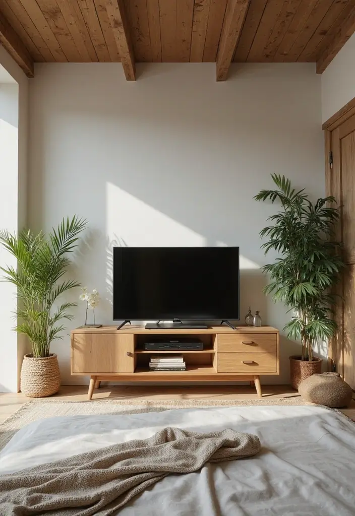 30 Bedroom Ideas with TV That Balance Relaxation & Design - 24. Eco-Friendly TV Solutions