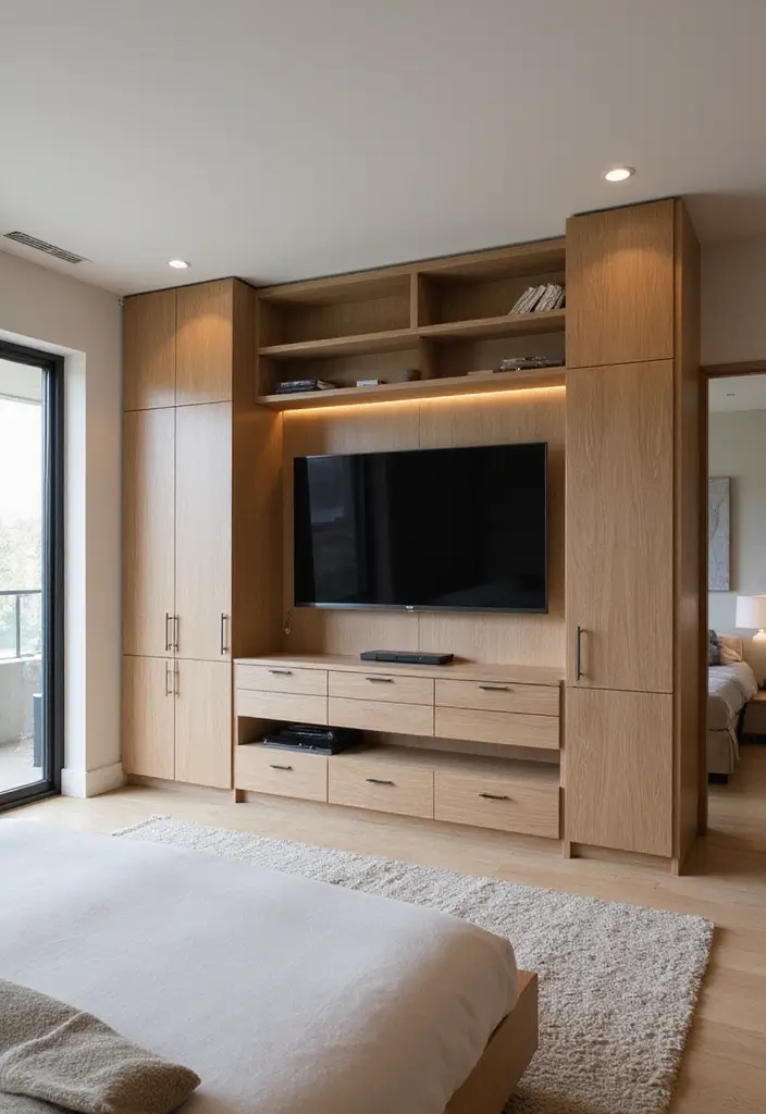 30 Bedroom Ideas with TV That Balance Relaxation & Design - 26. Custom-Built Furniture