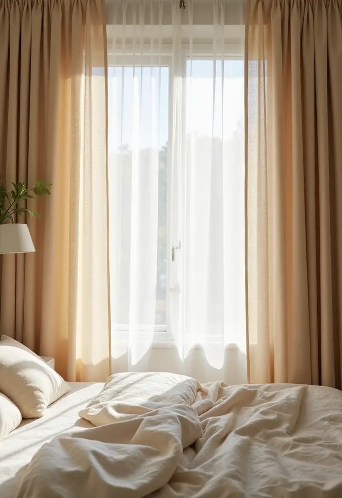 30 Beige Aesthetic Bedroom Ideas That Feel Calm & Minimalist - 15. Beige Curtains