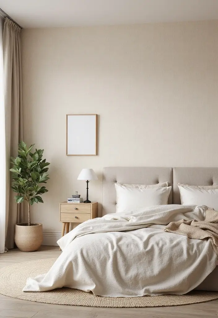 30 Beige Aesthetic Bedroom Ideas That Feel Calm & Minimalist - 18. Beige Wallpaper