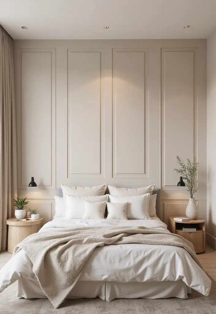 30 Beige Aesthetic Bedroom Ideas That Feel Calm & Minimalist - 20. Soft Wall Panels