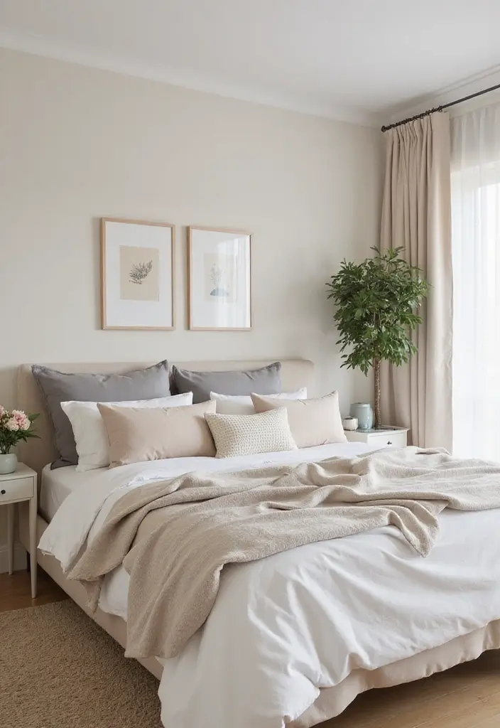 30 Beige Aesthetic Bedroom Ideas That Feel Calm & Minimalist - 28. Neutral Color Accents