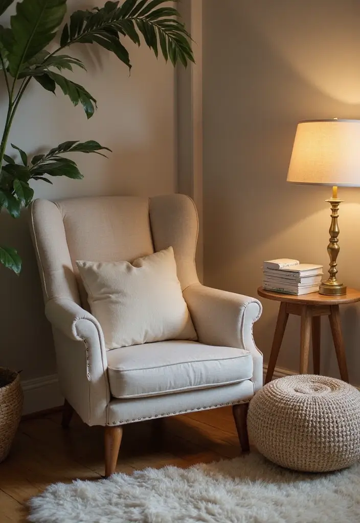 30 Beige Aesthetic Bedroom Ideas That Feel Calm & Minimalist - 5. Cozy Reading Nook