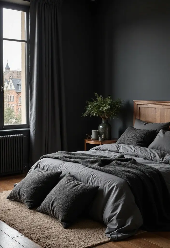 30 Black Aesthetic Bedroom Ideas That Are Sleek and Stylish - 27. Floor Cushions