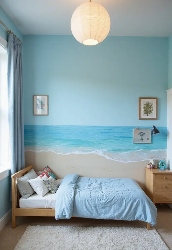 30 Blue Bedroom Ideas for Boys That Are Cool and Timeless - 1. Ocean-Inspired Walls