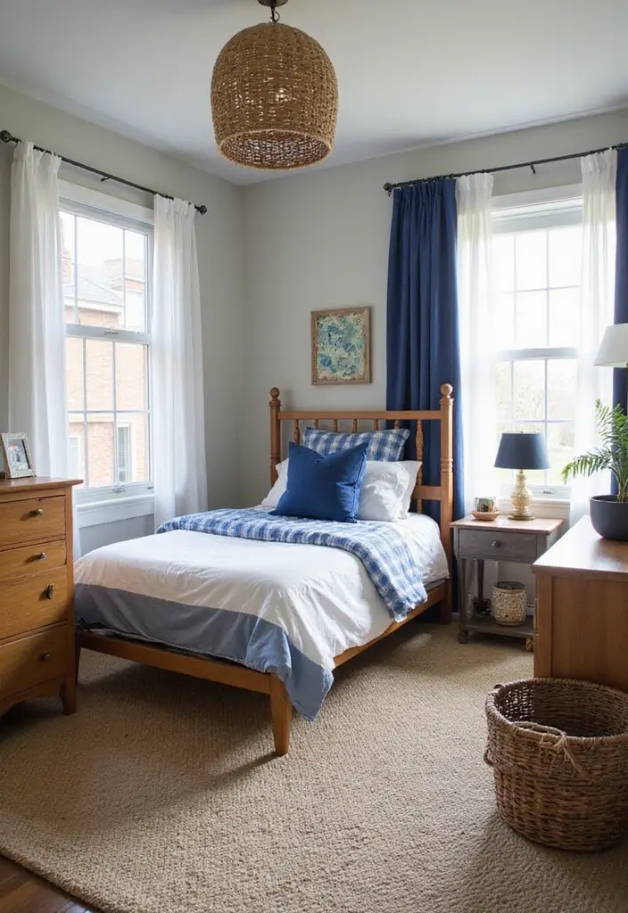 30 Blue Bedroom Ideas for Boys That Are Cool and Timeless - 12. Incorporating Natural Materials
