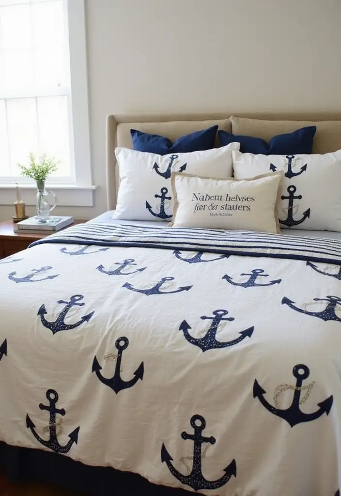 30 Blue Bedroom Ideas for Boys That Are Cool and Timeless - 2. Nautical Bedding Sets