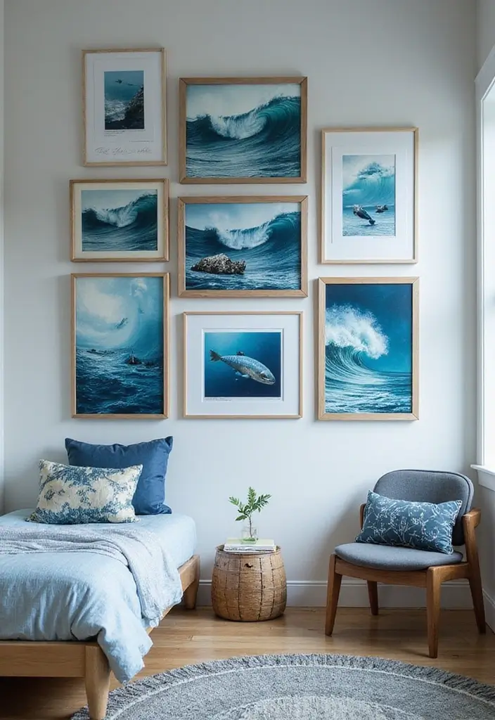 30 Blue Bedroom Ideas for Boys That Are Cool and Timeless - 22. Ocean-Inspired Art