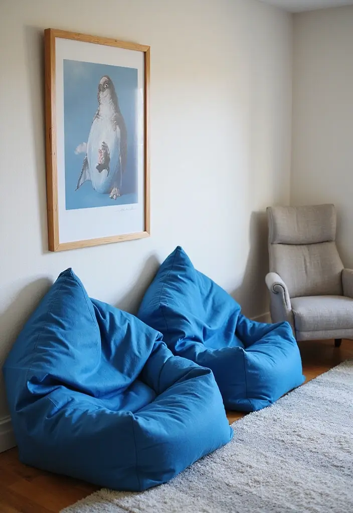 30 Blue Bedroom Ideas for Boys That Are Cool and Timeless - 26. Fun and Functional bean bags