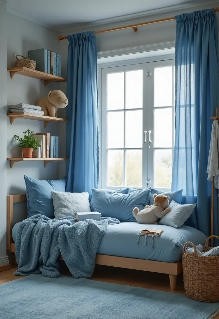 30 Blue Bedroom Ideas for Boys That Are Cool and Timeless - 28. Cozy Reading Nook