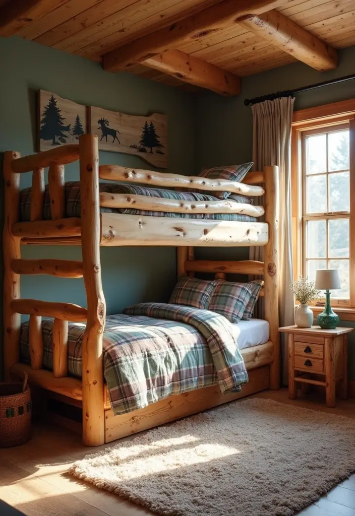 30 Boys Bedroom Ideas with Bunk Beds That Save Space in Style - 1. Rustic Wood Bunk Beds