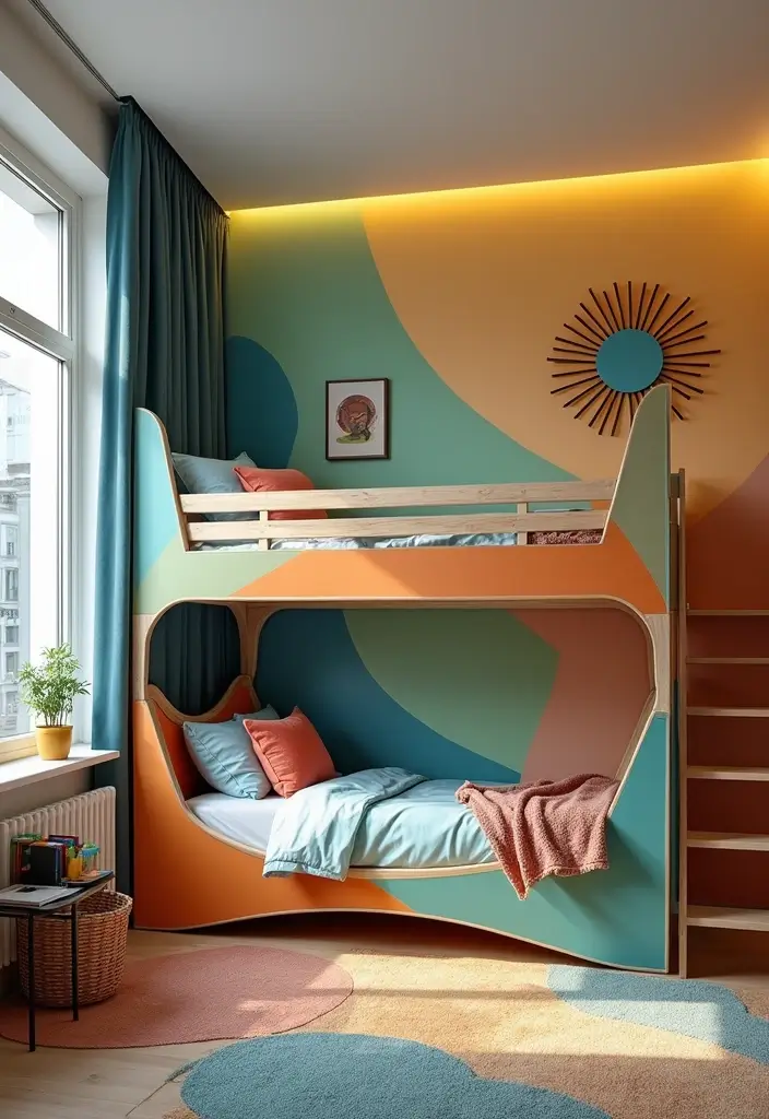 30 Boys Bedroom Ideas with Bunk Beds That Save Space in Style - 13. Artistic Touches with Bunk Beds