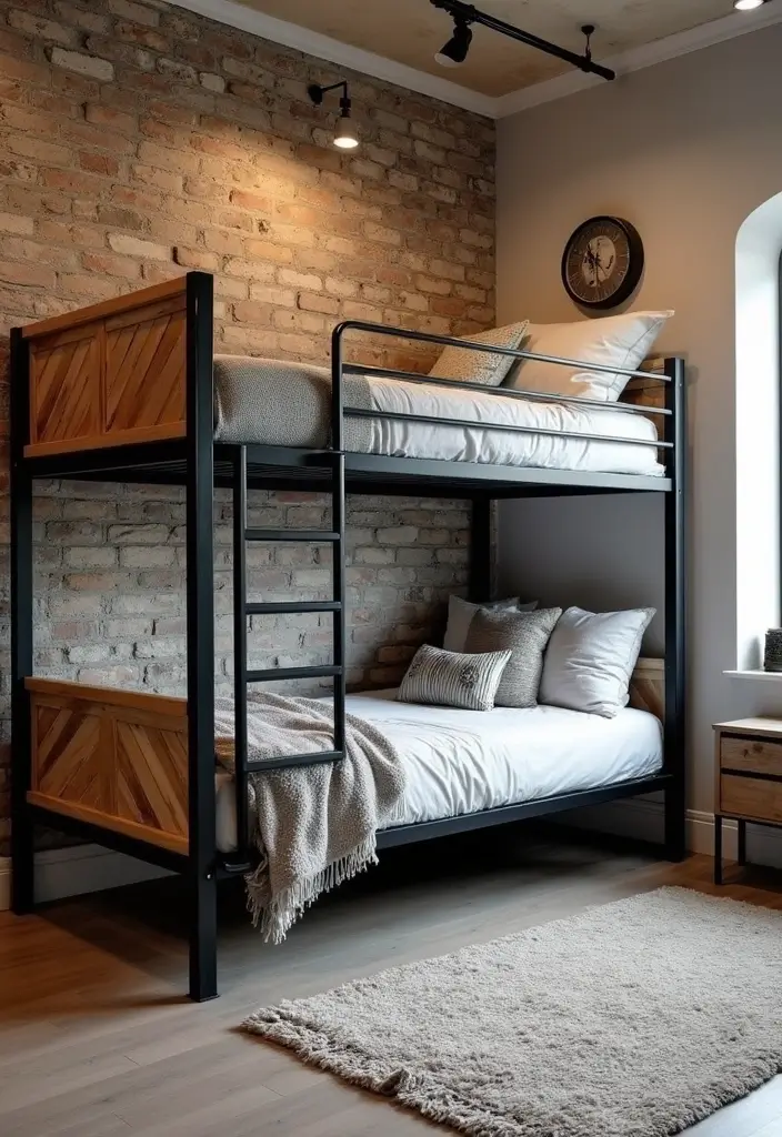 30 Boys Bedroom Ideas with Bunk Beds That Save Space in Style - 2. Industrial Chic Bunk Beds