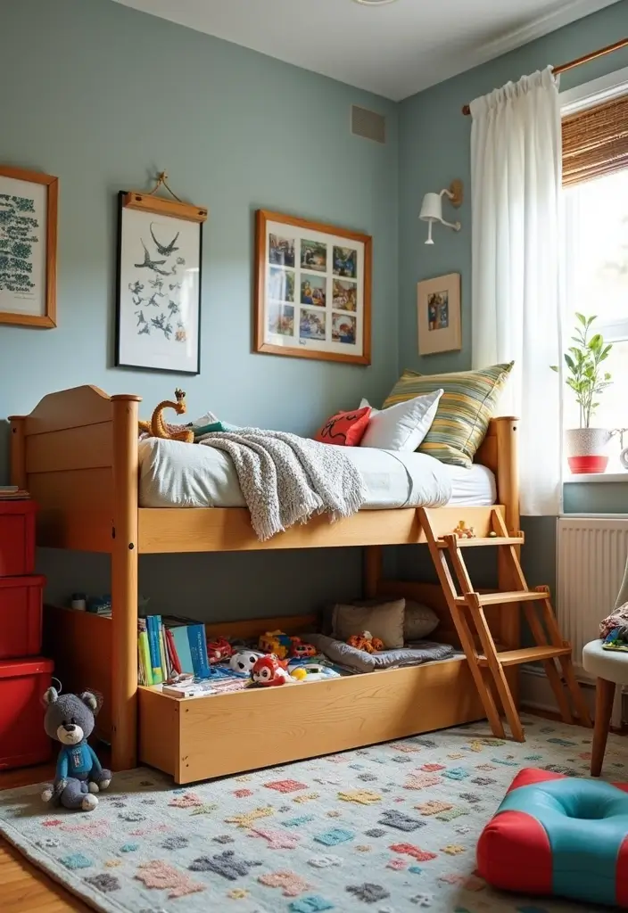 30 Boys Bedroom Ideas with Bunk Beds That Save Space in Style - 22. Under-Bed Play Areas