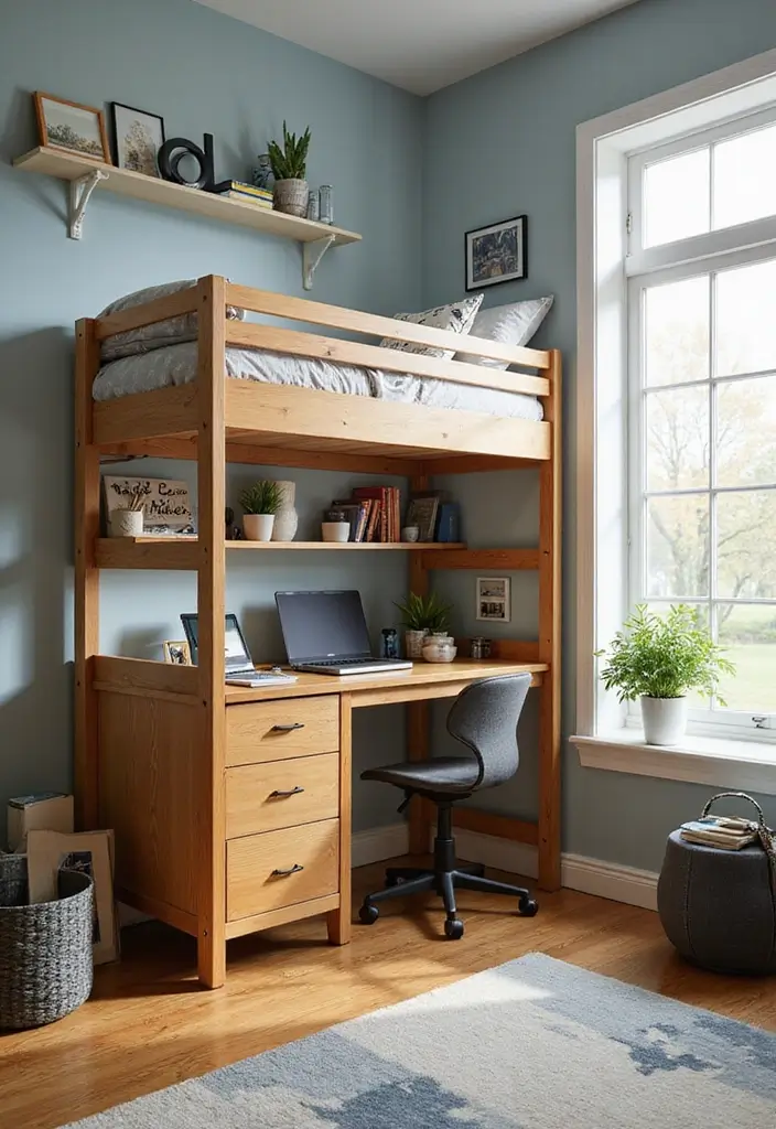 30 Boys Bedroom Ideas with Bunk Beds That Save Space in Style - 25. Functional Desks with Bunk Beds