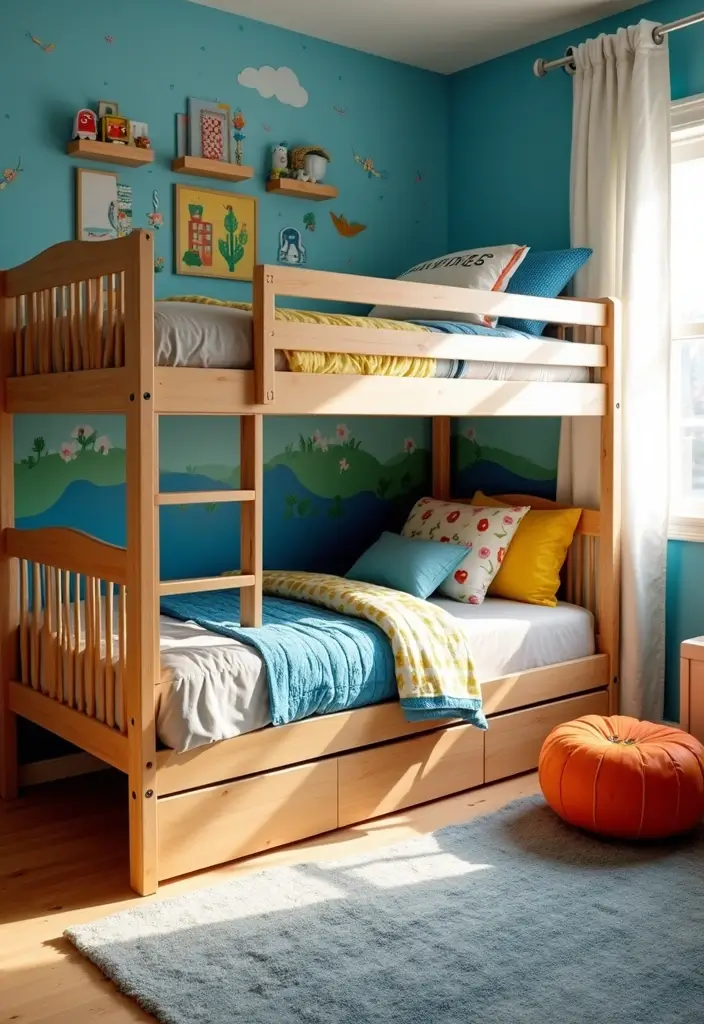 30 Boys Bedroom Ideas with Bunk Beds That Save Space in Style - 28. Playful Wall Murals