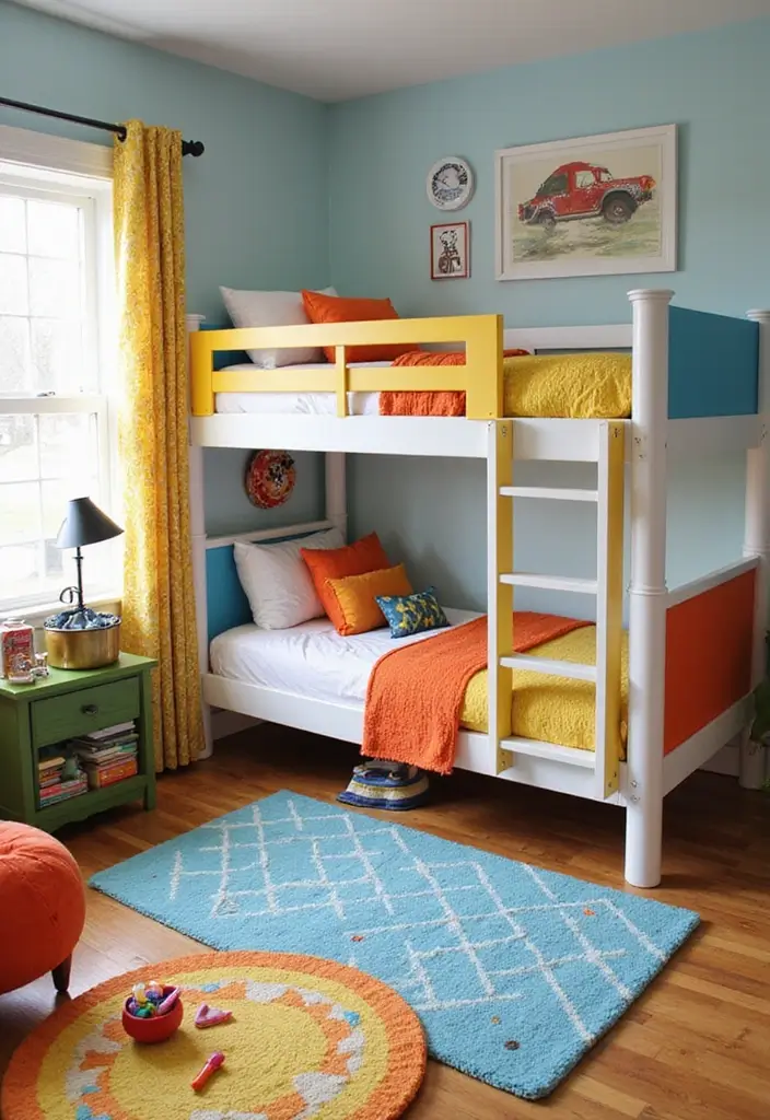 30 Boys Bedroom Ideas with Bunk Beds That Save Space in Style - 4. Colorful Bunk Bed Solutions