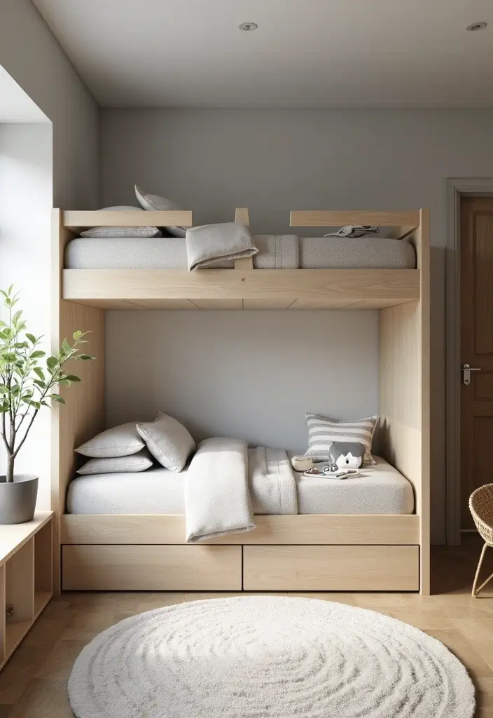 30 Boys Bedroom Ideas with Bunk Beds That Save Space in Style - 5. Minimalist Bunk Bed Designs