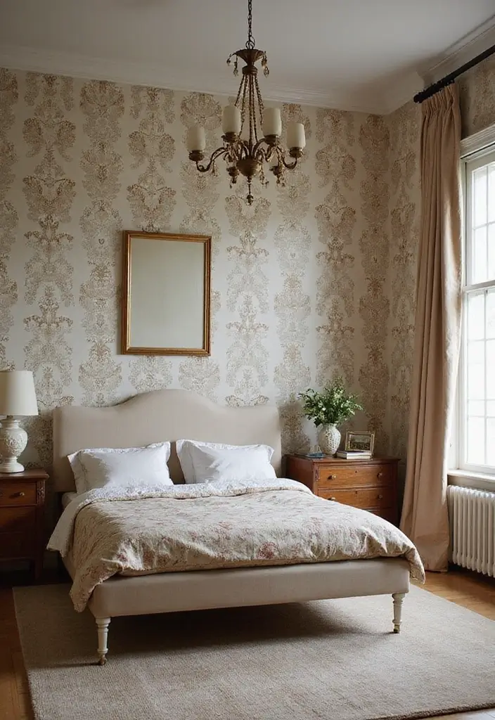 30 Cute Bedroom Ideas Aesthetic That Feel Perfect - 14. Vintage Wallpaper