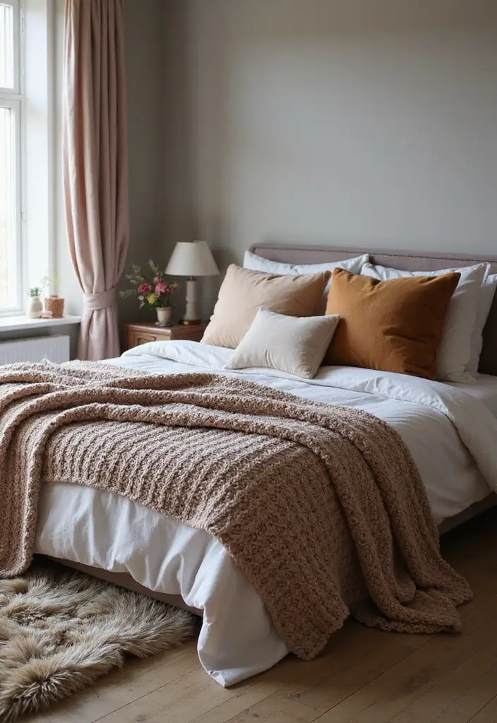 30 Cute Bedroom Ideas Aesthetic That Feel Perfect - 2. Layered Textures