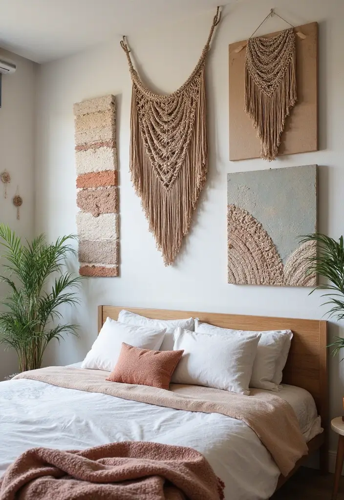 30 Cute Bedroom Ideas Aesthetic That Feel Perfect - 26. Textured Wall Art
