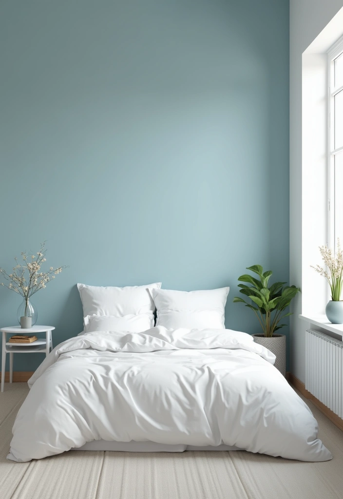 30 Dusty Blue Bedroom Ideas That Feel Calm & Sophisticated - 1. Crisp White and Dusty Blue Combo
