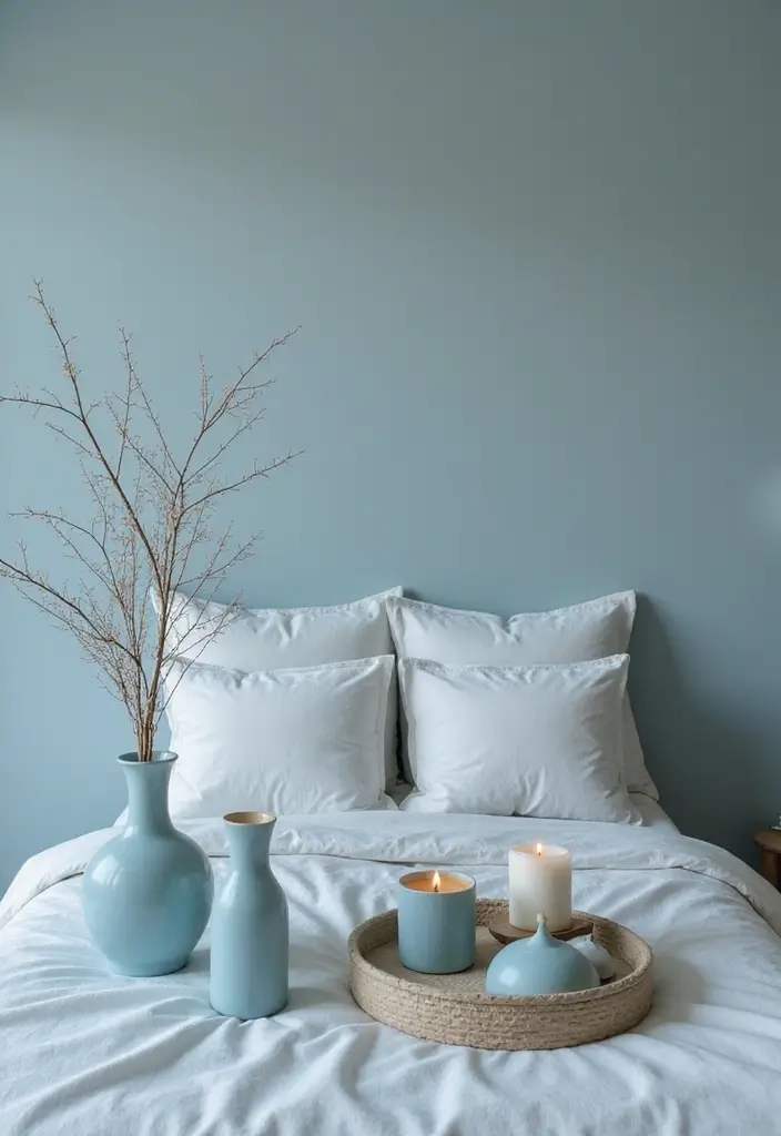 30 Dusty Blue Bedroom Ideas That Feel Calm & Sophisticated - 15. Dusty Blue in Small Decor Items