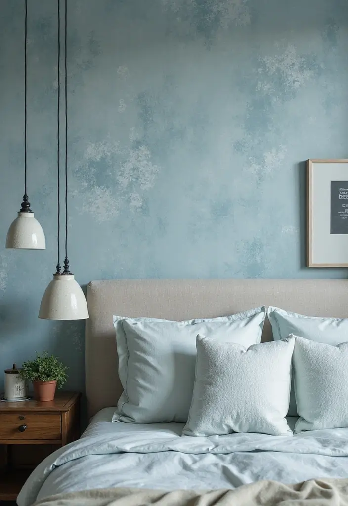 30 Dusty Blue Bedroom Ideas That Feel Calm & Sophisticated - 20. Dusty Blue Wallpaper