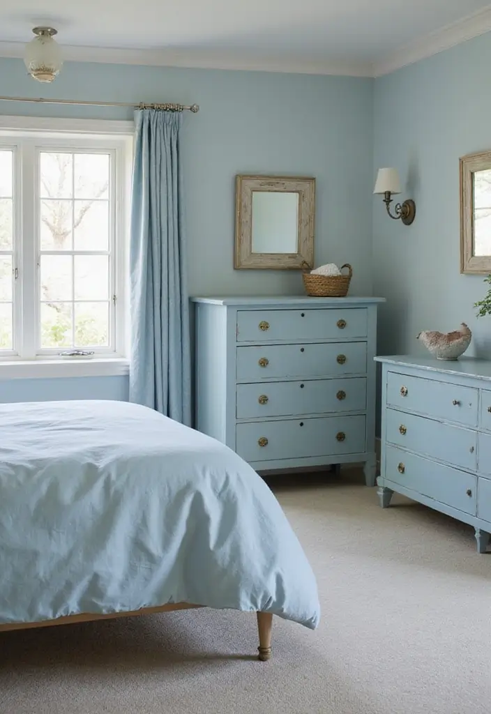 30 Dusty Blue Bedroom Ideas That Feel Calm & Sophisticated - 22. Dusty Blue Furniture