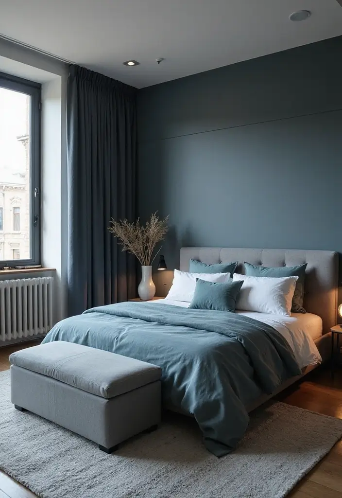 30 Dusty Blue Bedroom Ideas That Feel Calm & Sophisticated - 23. Dusty Blue and Charcoal Combination