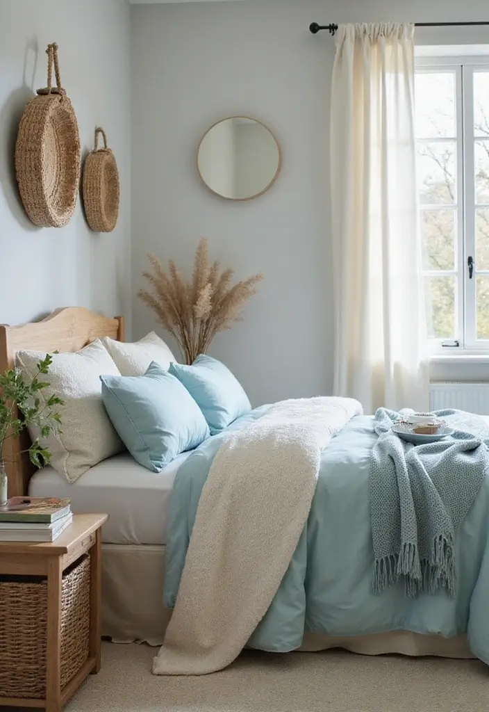 30 Dusty Blue Bedroom Ideas That Feel Calm & Sophisticated - 26. Dusty Blue and Cream Combination