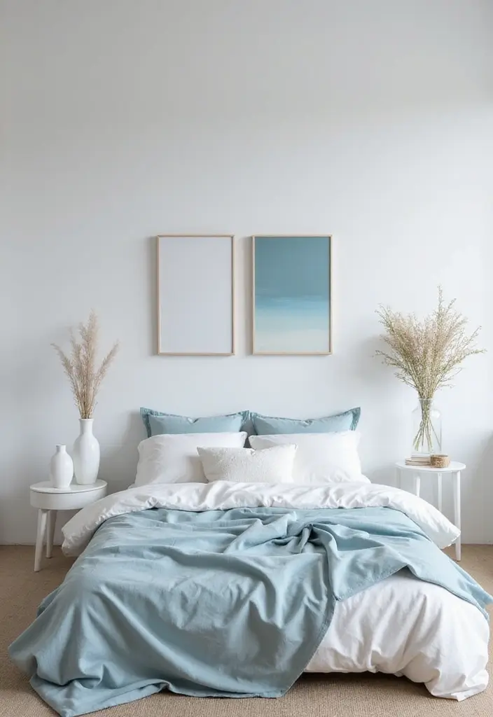 30 Dusty Blue Bedroom Ideas That Feel Calm & Sophisticated - 6. Minimalist Dusty Blue Decor