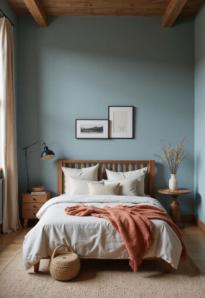 30 Dusty Blue Bedroom Ideas That Feel Calm & Sophisticated - 8. Dusty Blue and Earthy Tones