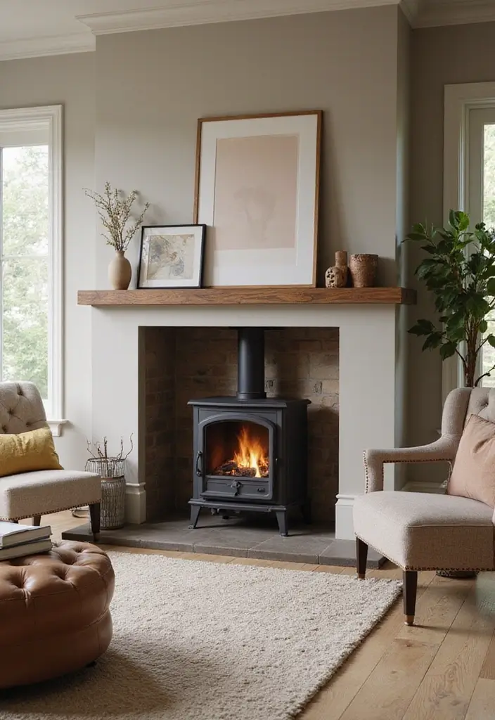 30 Fireplace in Bedroom Ideas That Add Warmth & Romance - 11. Freestanding Fireplace