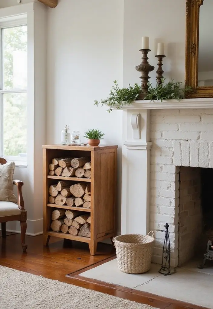 30 Fireplace in Bedroom Ideas That Add Warmth & Romance - 17. Firewood Storage Solutions