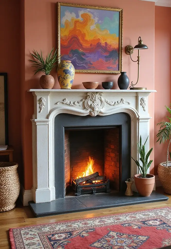 30 Fireplace in Bedroom Ideas That Add Warmth & Romance - 20. Colorful Fireplace Design