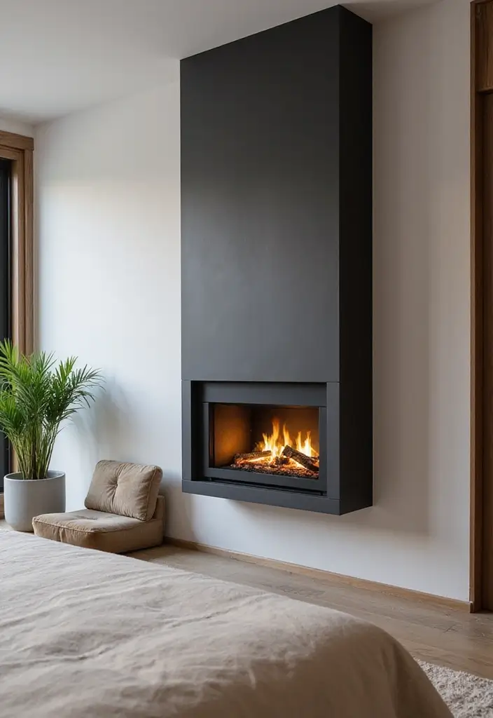 30 Fireplace in Bedroom Ideas That Add Warmth & Romance - 21. Wall-mounted Fireplace