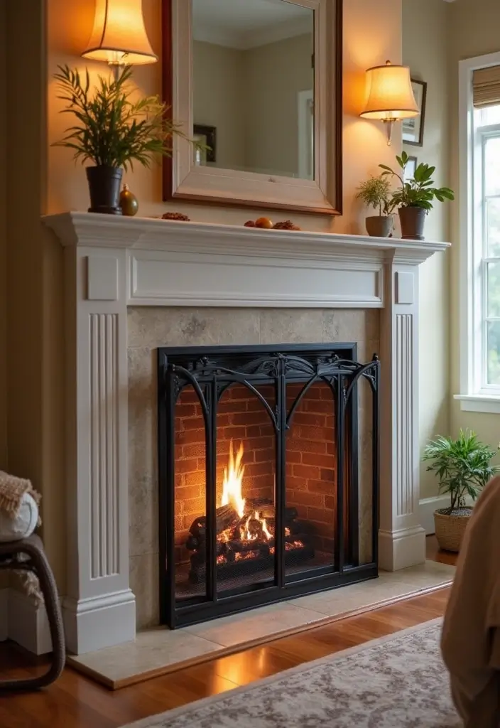30 Fireplace in Bedroom Ideas That Add Warmth & Romance - 24. Stylish Fireplace Screens