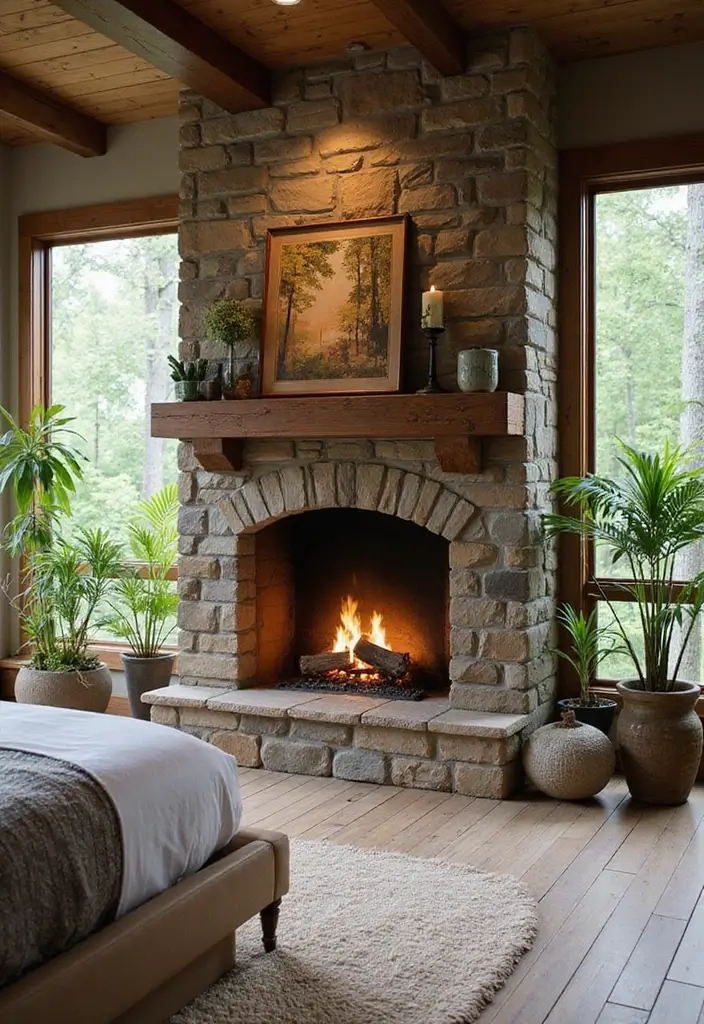 30 Fireplace in Bedroom Ideas That Add Warmth & Romance - 25. Outdoor Inspired Fireplace