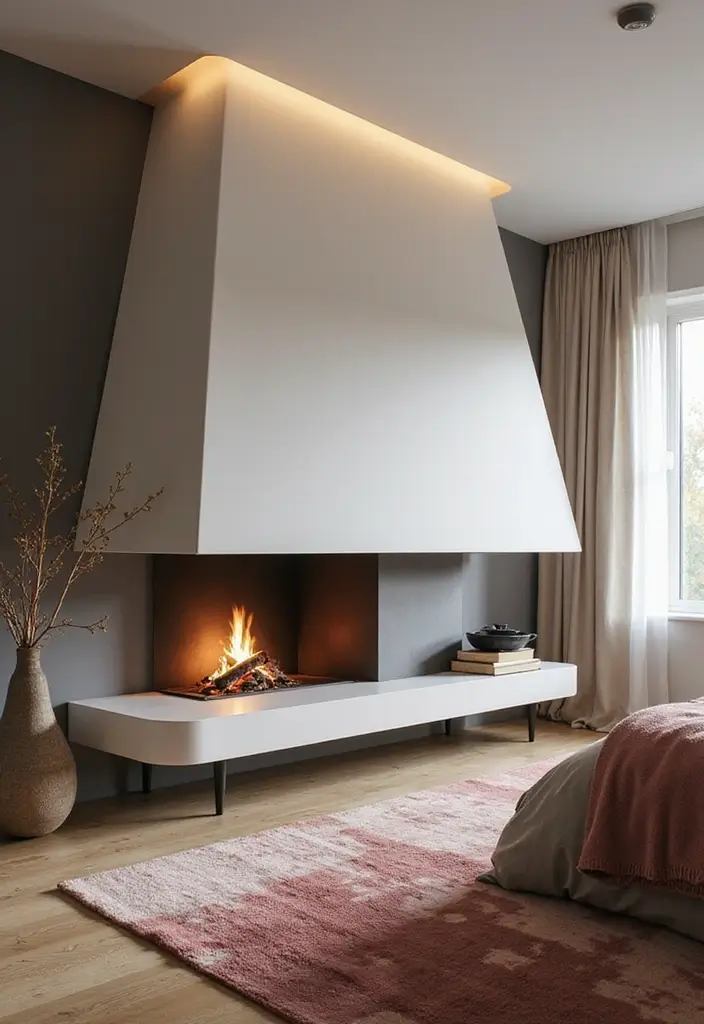 30 Fireplace in Bedroom Ideas That Add Warmth & Romance - 28. Unique Fireplace Shapes