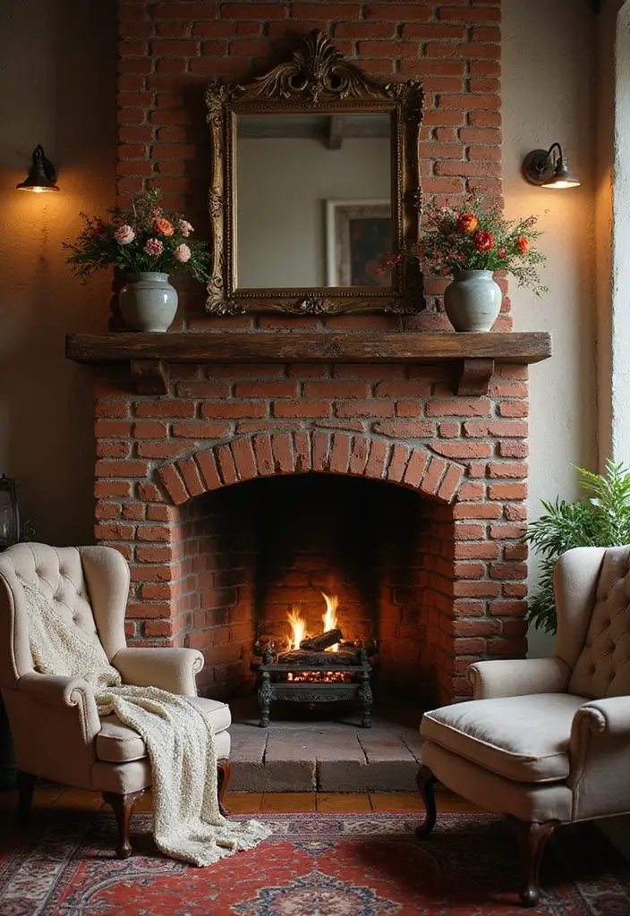 30 Fireplace in Bedroom Ideas That Add Warmth & Romance - 3. Vintage Brick Fireplace