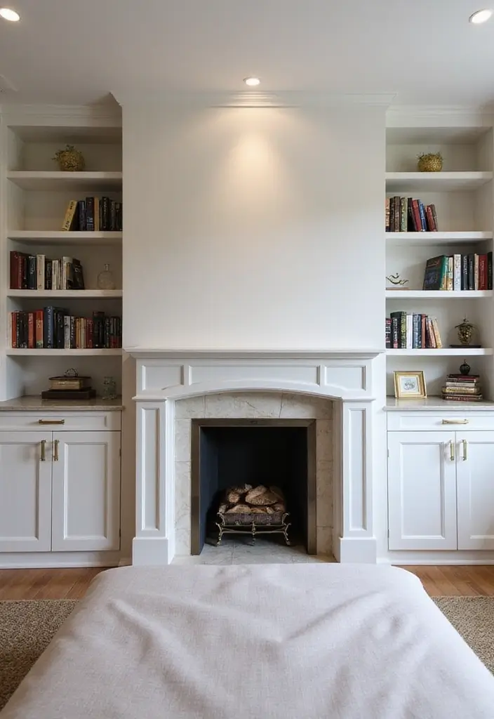 30 Fireplace in Bedroom Ideas That Add Warmth & Romance - 6. Fireplace with Built-in Shelves