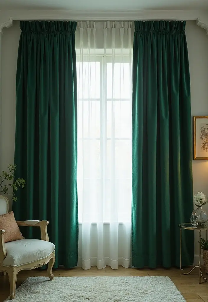30 Green Velvet Bedroom Ideas That Feel Luxurious and Bold - 4. Velvet Curtains