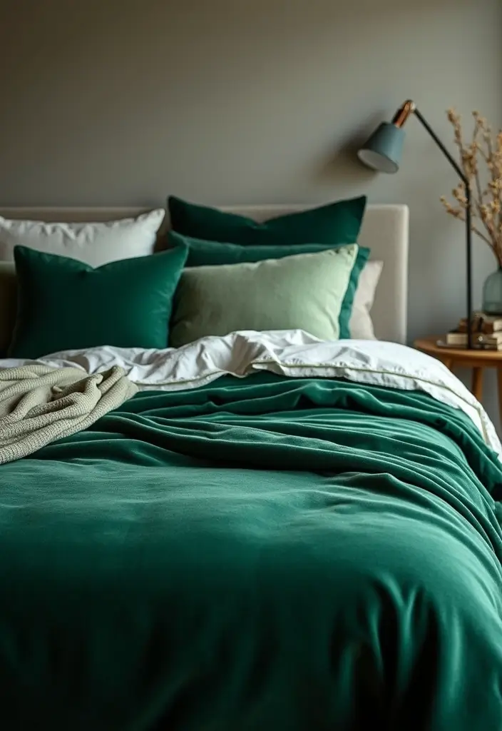 30 Green Velvet Bedroom Ideas That Feel Luxurious and Bold - 6. Green Velvet Bedspread