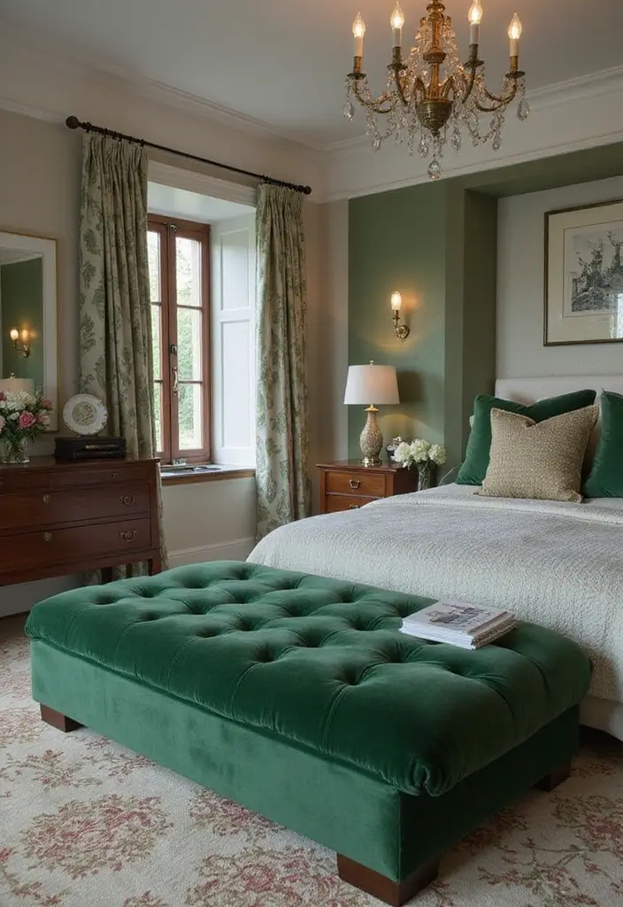 30 Green Velvet Bedroom Ideas That Feel Luxurious and Bold - 9. Green Velvet Furniture