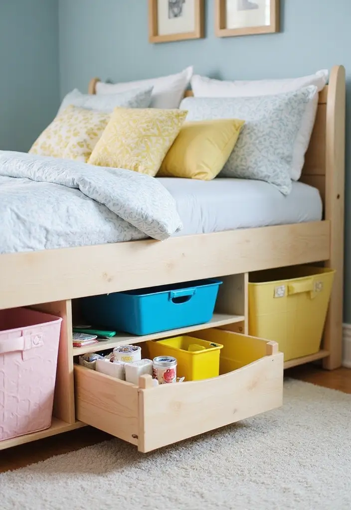 30 Kids Bedroom Shelving Ideas That Keep Things Cute & Organized - 10. Under-Bed Storage Solutions